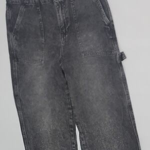 Women's Black/Grey Cuffed Cropped Jeans